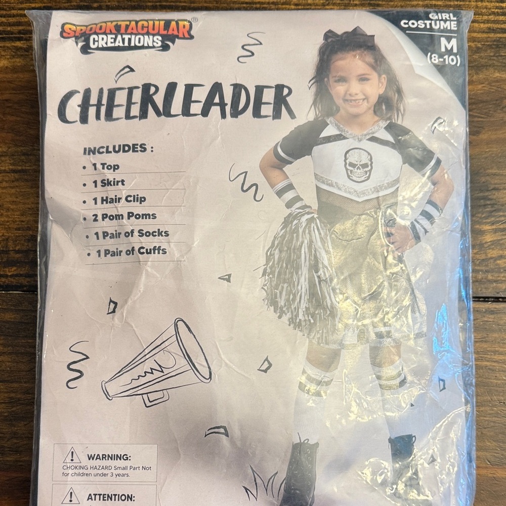 Spooktacular Creations Cheerleader Costume for Girls - Black and White (M)